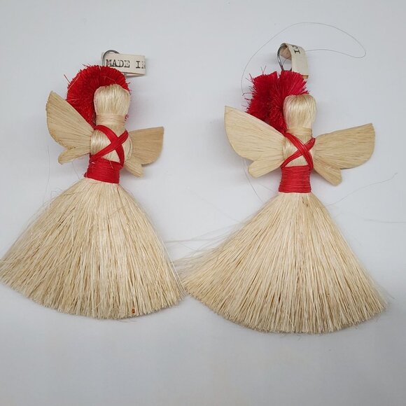 Vintage Christmas Ornaments Handmade Angel Ornaments Lot Straw Haiti - Picture 4 of 8